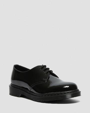 Women's Dr Martens 1461 Made in England Mono Patent Leather Oxfords Shoes Black | AU 355CTV